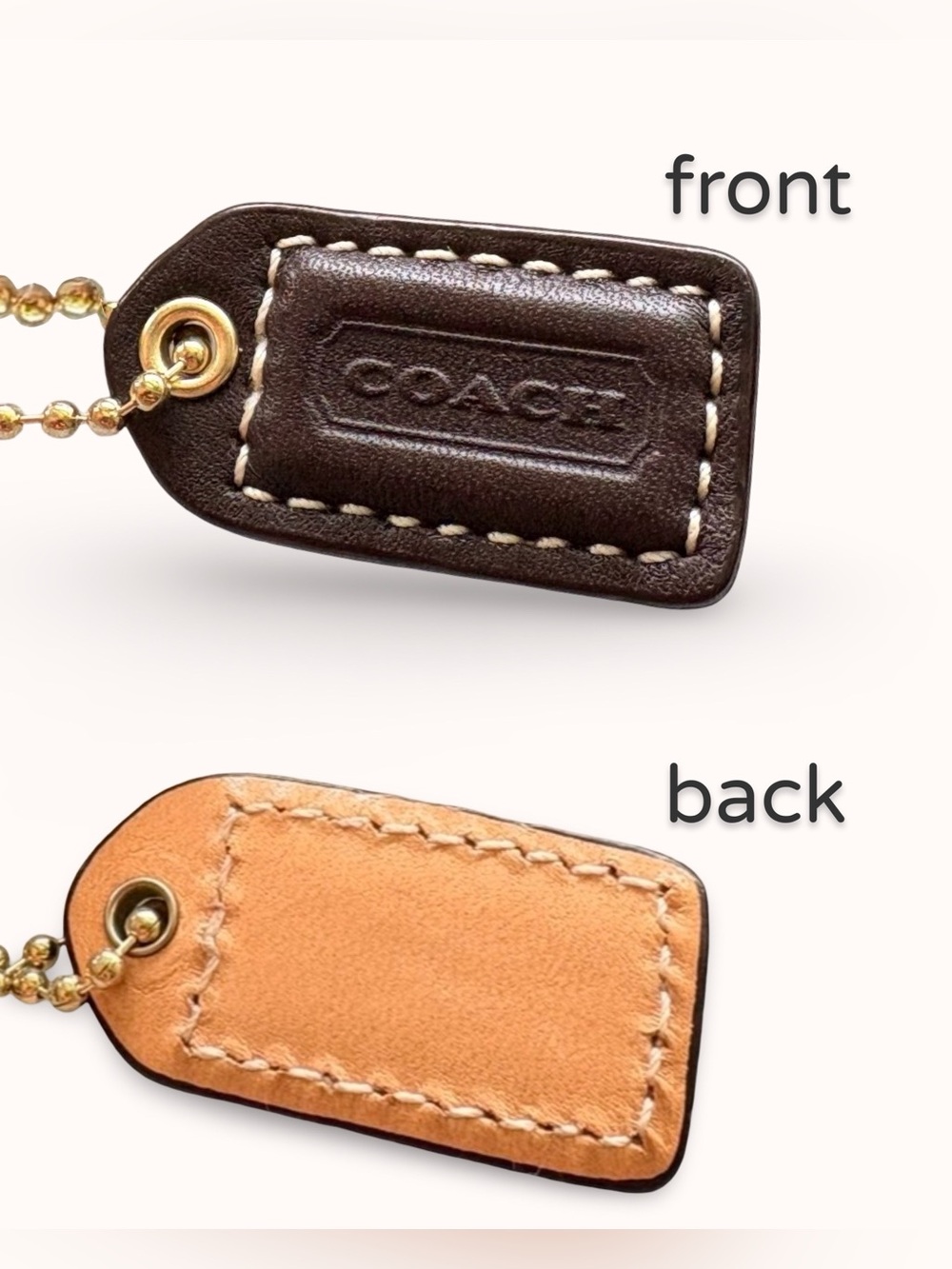 ๐ซRARE Coach DBL-Sided Virgin Vachetta Chocolate HTF Y2K VTG Hang Tag Charm - Picture 2 of 15